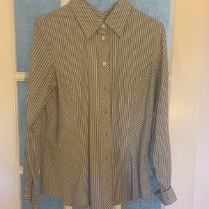 Women stripped button down shirt